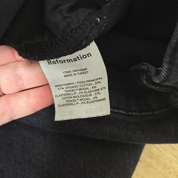 Reformation Womens Size 27‎ Black Emma High Rise Wide Leg Raw Hem Jeans 17800 - Picture 5 of 11